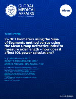 SS-OCT biometers using the Sum-of-Segments method versus using the Mean Group Refractive Index to measure axial length – how does it affect IOL power calculations?